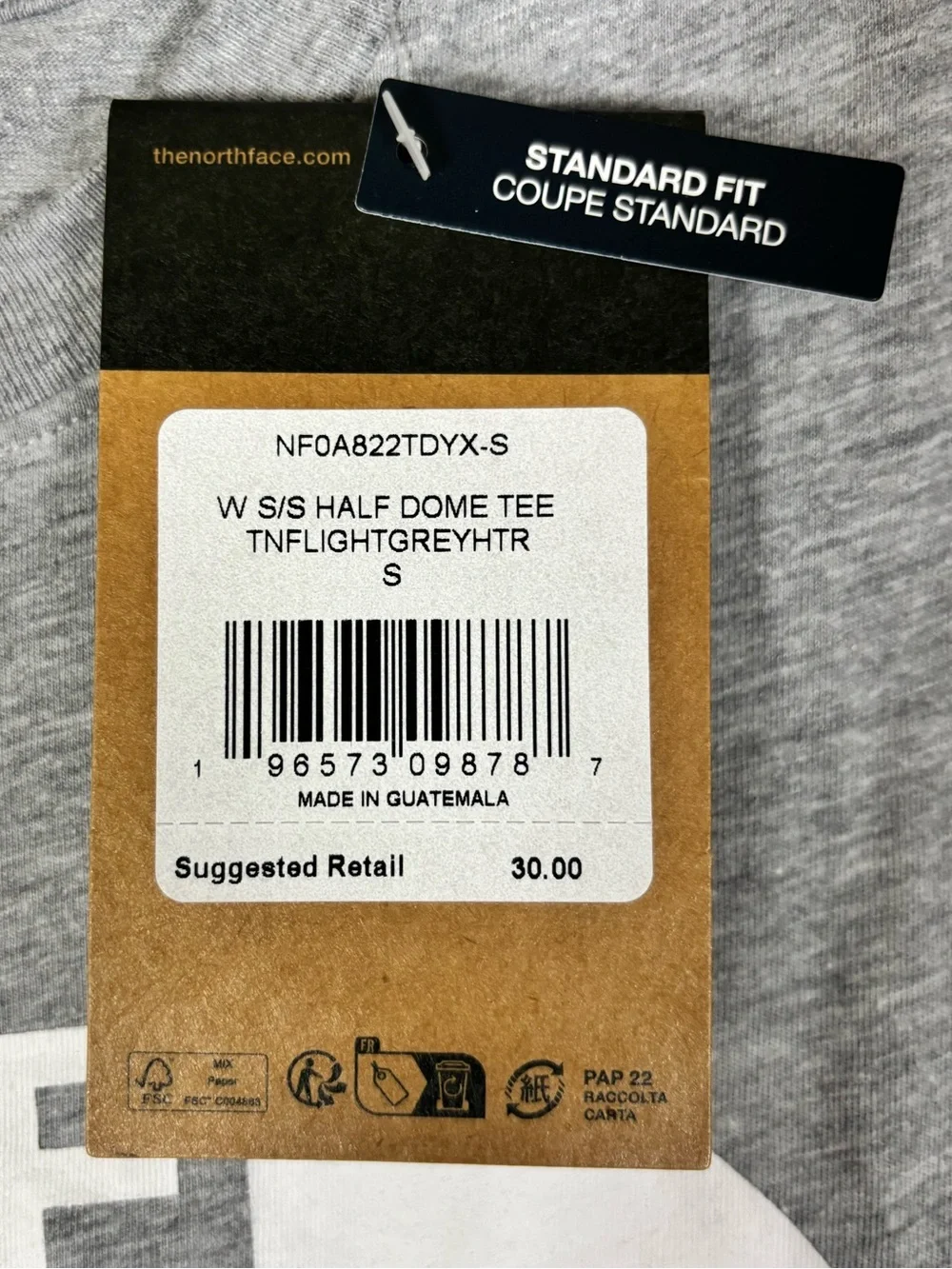 NWT The North Face Womens Half Dome Short Sleeve Tee Lt. Gray Heather Size Small - Picture 5 of 6